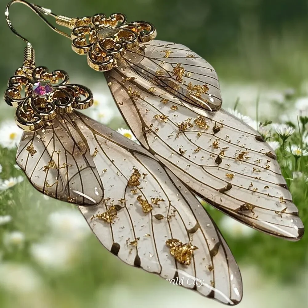 Fairy Butterfly Wings Handmade Earrings Fantasy Nature Magical Insect Witch Bug